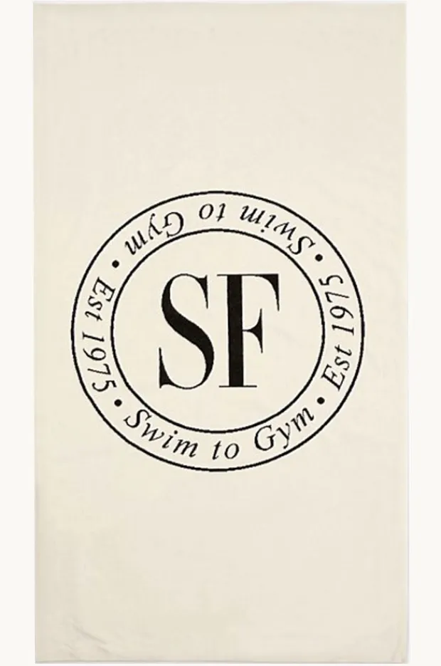 Towels|Towels|Seafolly Heritage Beach Towel Ecru