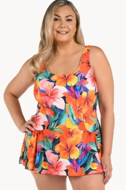 One Pieces|Maxine Hibiscus Honey Swim Dress + Multi