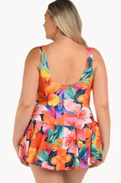 One Pieces|Maxine Hibiscus Honey Swim Dress + Multi