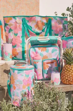 Beach Bags|Bags|Annabel Trends Hibiscus Jumbo Beach Bag Pink/green