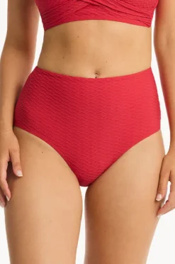 Bottoms|Sea Level Honeycomb High Waist Pant Red