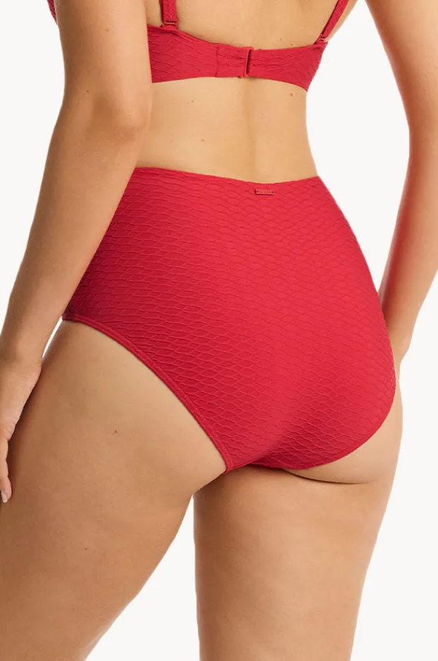 Bottoms|Sea Level Honeycomb High Waist Pant Red
