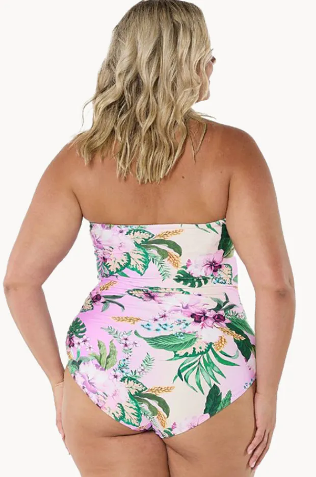 One Pieces|Capriosca Honolulu Twist Bandeau One Piece Purple/green