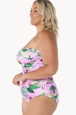 One Pieces|Capriosca Honolulu Twist Bandeau One Piece Purple/green