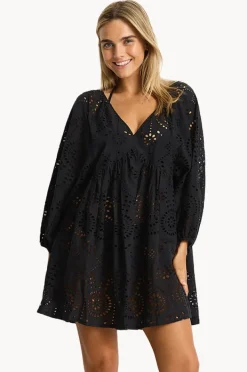 Dresses|Sea Level Ibiza Boho Short Dress Black