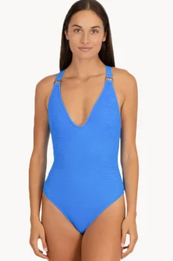 One Pieces|Baku Ibiza Plunge Open Back One Piece Maya blue
