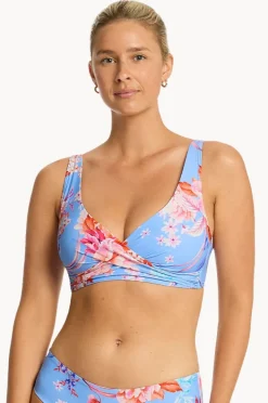 Bikini Tops|Sea Level Indochine Cross Front Bra Light blue