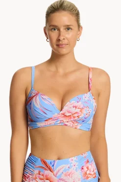 Bikini Tops|Sea Level Indochine D/DD Cup Cross Front Bra Light blue