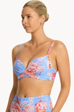 Bikini Tops|Sea Level Indochine D/DD Cup Cross Front Bra Light blue