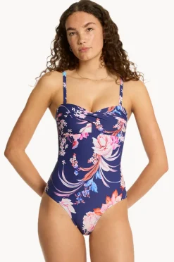 One Pieces|Sea Level Indochine Twist Bandeau One Piece French navy