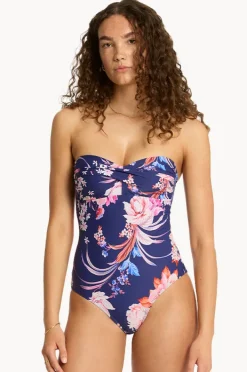 One Pieces|Sea Level Indochine Twist Bandeau One Piece French navy