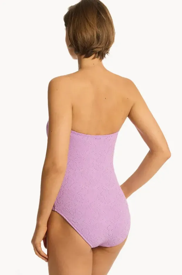 One Pieces|Sea Level Interlace Seamless Bandeau One Piece Lavender