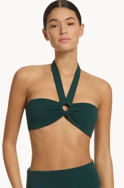 Bikini Tops|Jets Isla Rib Bandeau Halter Forest
