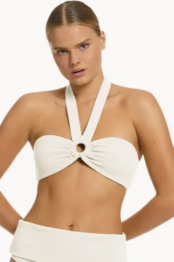 Bikini Tops|Jets Isla Rib Bandeau Halter Cream