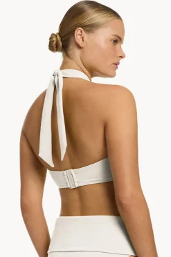 Bikini Tops|Jets Isla Rib Bandeau Halter Cream