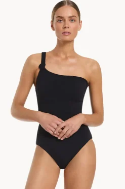 One Pieces|Jets Isla Rib One Shoulder One Piece Black