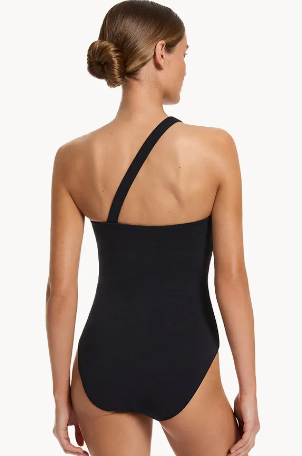One Pieces|Jets Isla Rib One Shoulder One Piece Black