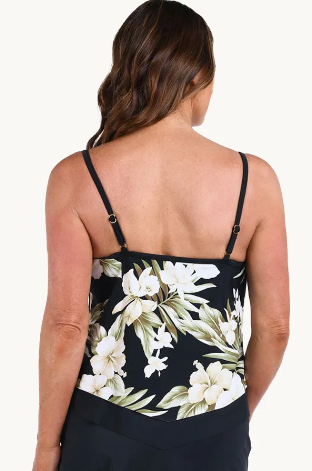 Tankini Tops|Maxine Island Greenery Flutter Tankini Separate Black
