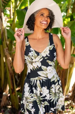 One Pieces|Maxine Island Greenery Swim Dress BLACK