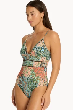 One Pieces|Sea Level Java Cross Back Tri One Piece Coral
