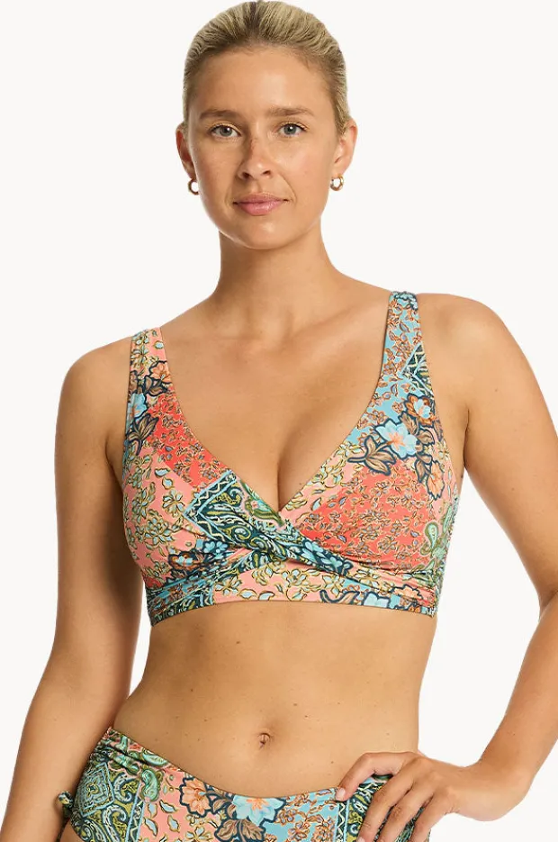 Bikini Tops|Sea Level Java Cross Front Bra Coral