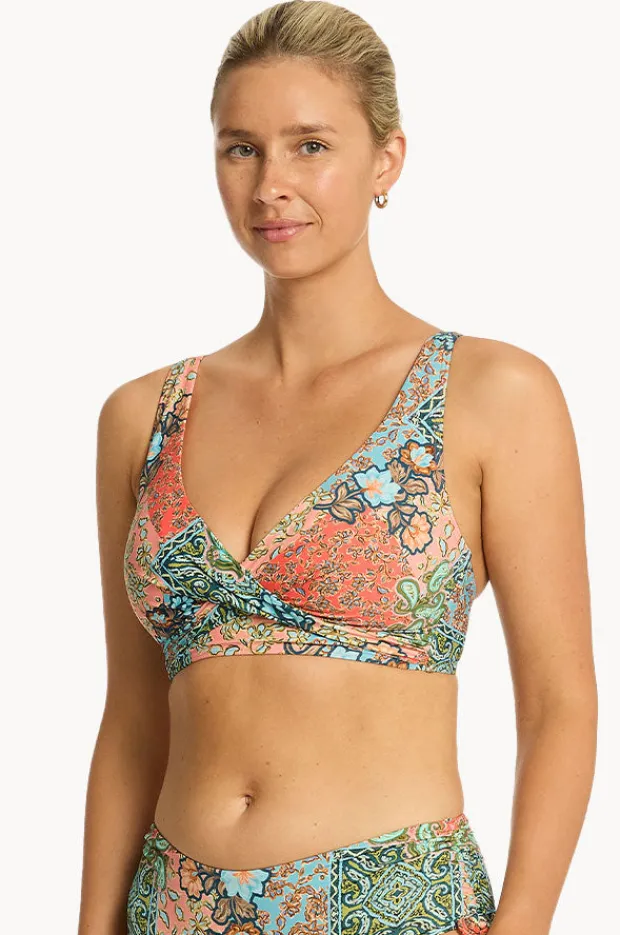 Bikini Tops|Sea Level Java Cross Front Bra Coral