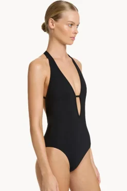 One Pieces|Jets et Lace Back Plunge One Piece Black