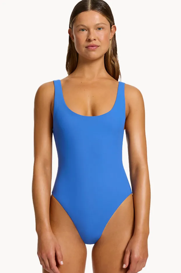 One Pieces|Jets et Scoop Neck High Leg One Piece Tide