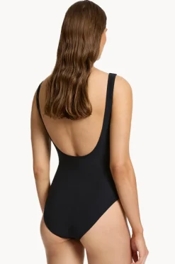 One Pieces|Jets et Scoop Neck High Leg One Piece Black
