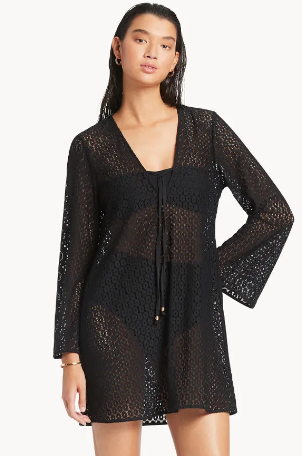 Overswim|Jets et Stretch Lace Kaftan Black