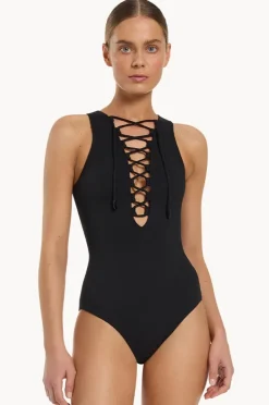 One Pieces|Jets Joali Tie Front Plunge One Piece BLACK
