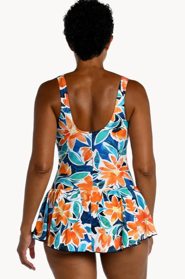 One Pieces|Maxine Joy Blooms Swim Dress Blue/Coral