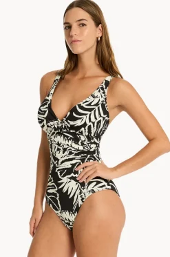 One Pieces|Sea Level Jungle Book Cross Front One Piece Black