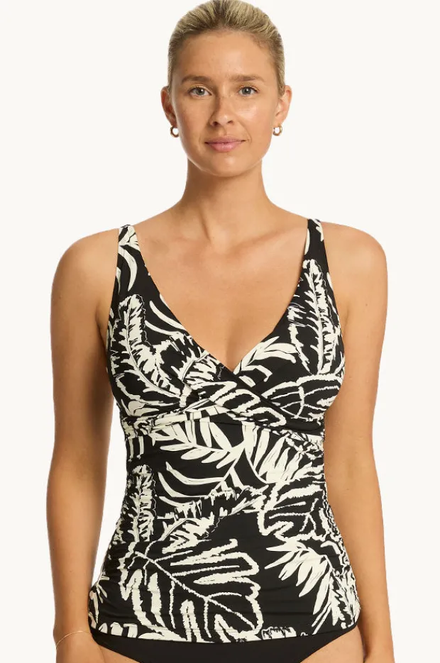 Tankini Tops|Sea Level Jungle Book Cross Front Tankini Separate Black