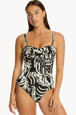 One Pieces|Sea Level Jungle Book Twist Bandeau One Piece Black