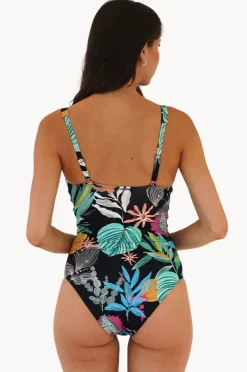 One Pieces|Moontide Jungle F/G Cup Tie Front One Piece Black