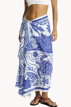 Sarongs|Sea Level Jungle Lino Long Sarong Blue