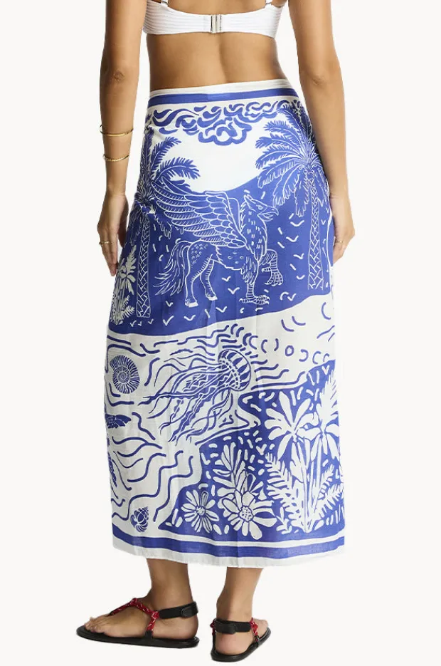 Sarongs|Sea Level Jungle Lino Long Sarong Blue
