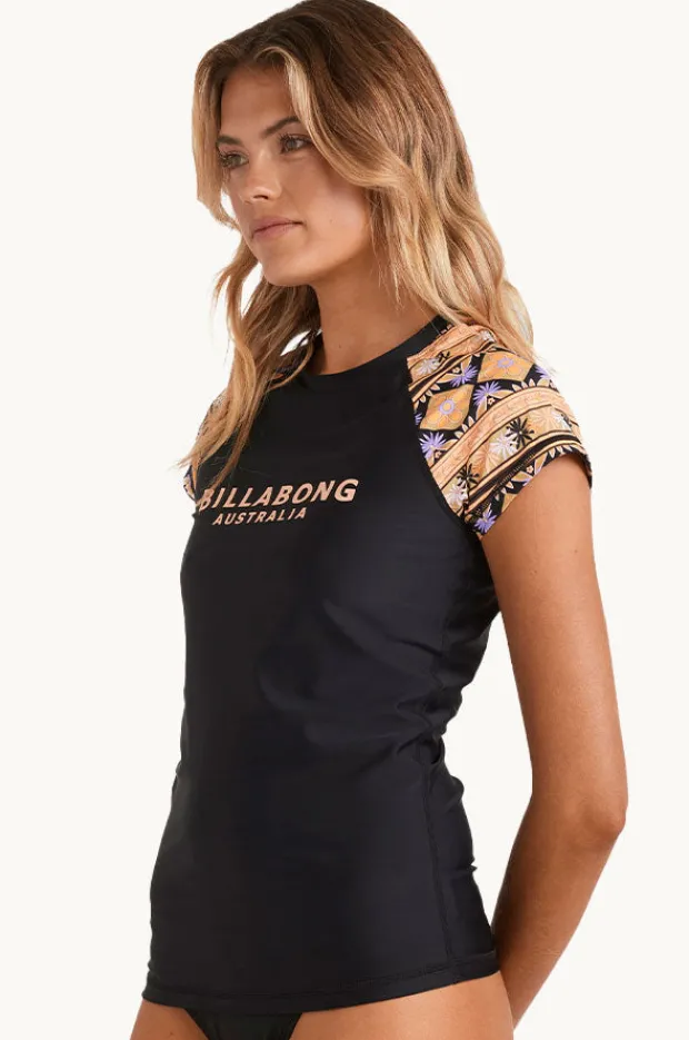 Rashies & Sunsuits|Billabong Just For You Wahine Short Sleeve Suntop Black