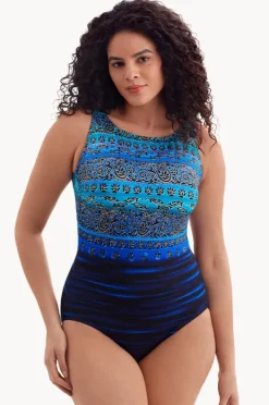 One Pieces|Longitude Just Shine Long Torso High Neck One Piece Turquoise