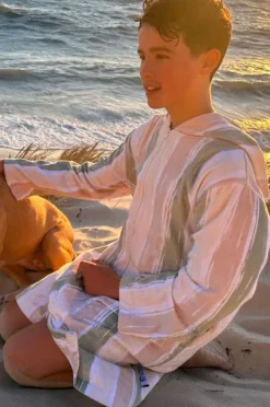 Towel Robes & Ponchos|Towel Robes & Ponchos|Back Beach Co Kids Island Hooded Towelling Robe 7-11Y Sand