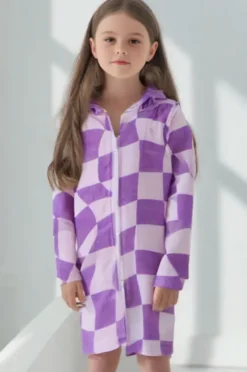Towel Robes & Ponchos|Towel Robes & Ponchos|Back Beach Co Kids Ocean Drifter Hooded Towelling Robe 5-7Y Purple