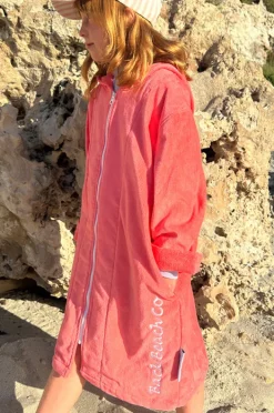 Towel Robes & Ponchos|Towel Robes & Ponchos|Back Beach Co Kids Salty Hooded Towelling Robe 7-11Y Peach
