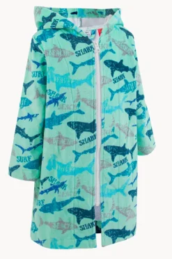 Towel Robes & Ponchos|Towel Robes & Ponchos|Back Beach Co Kids Sharky Hooded Towelling Robe 5-7Y Mint