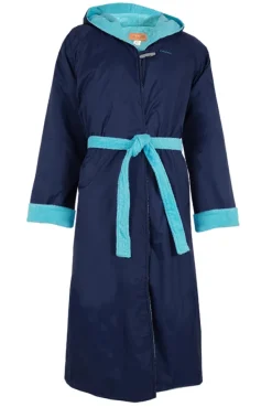 Towel Robes & Ponchos|Towel Robes & Ponchos|Rappco Kids Waterproof Hooded Towelling Robe 3-9Y Navy/aqua