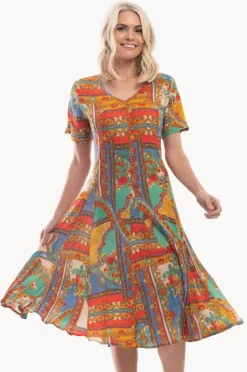 Dresses|Orientique Kinsale Godet Sleeve Dress Multi