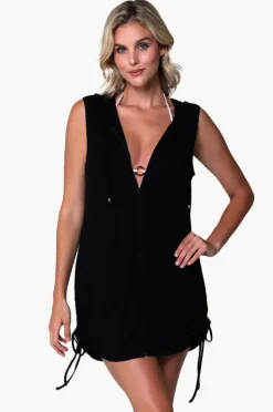 Overswim|J.valdi Kira Slub Sleeveless Zip Hoodie BLACK