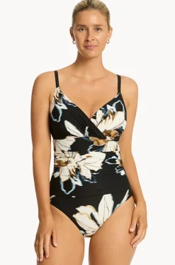 One Pieces|Sea Level La Luna DD/E Cup Wrap Front One Piece Black