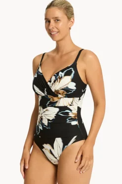 One Pieces|Sea Level La Luna DD/E Cup Wrap Front One Piece Black