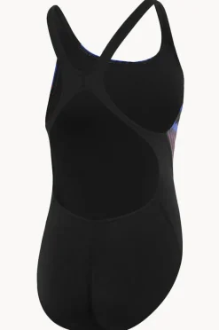 One Pieces|Speedo Lana Leaf Allover Digital Recordbreaker One Piece Black/cobalt